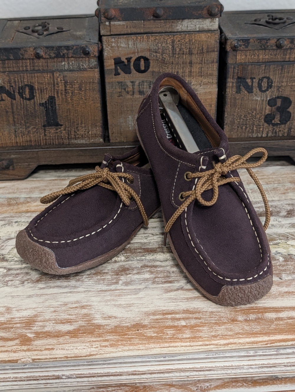 Xiuxian Suede Moc Toe Lace Up Casual Shoes Brown Unisex EU 42 Men 9 Women 10.5